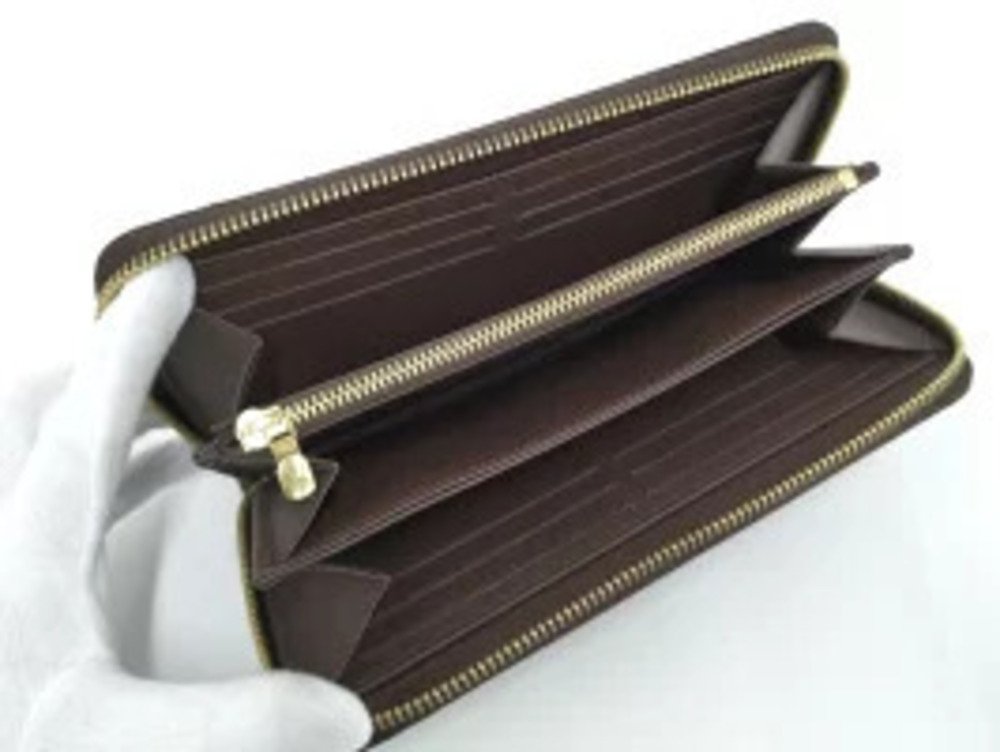 Louis Vuitton Brown Damier Long Wallet Round Ebene Zipper Zippy Brown